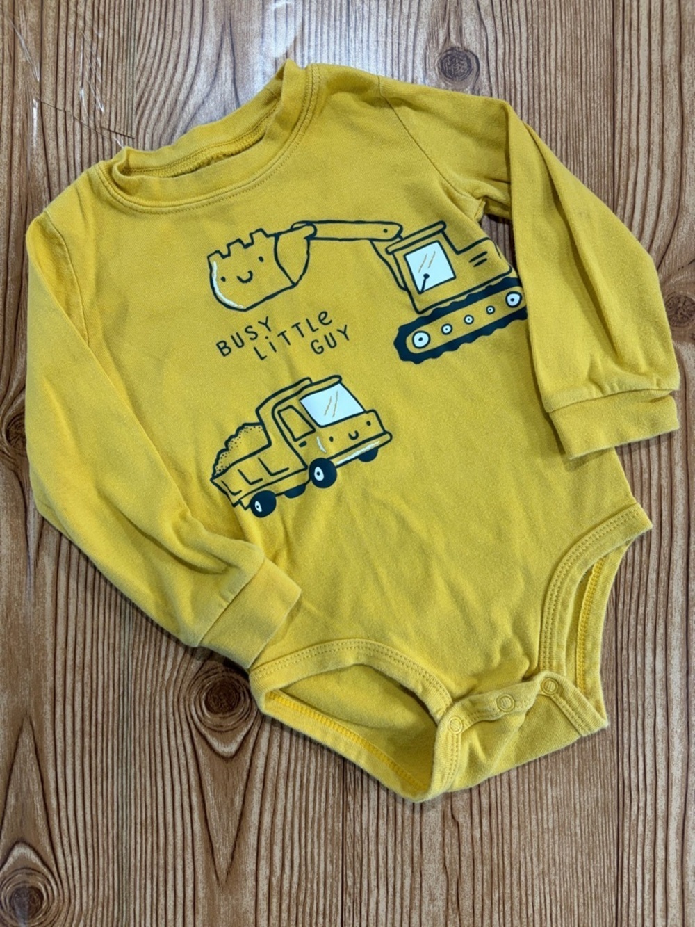 7/$20 Carter’s Yellow "Busy Little Guy" Construction Long Sleeve Bodysuit Onesie